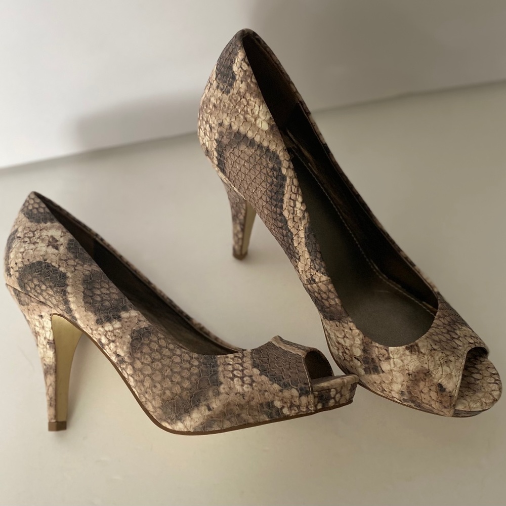 FERGALICIOUS  BY FERGIE SNAKE PRINT HEELS